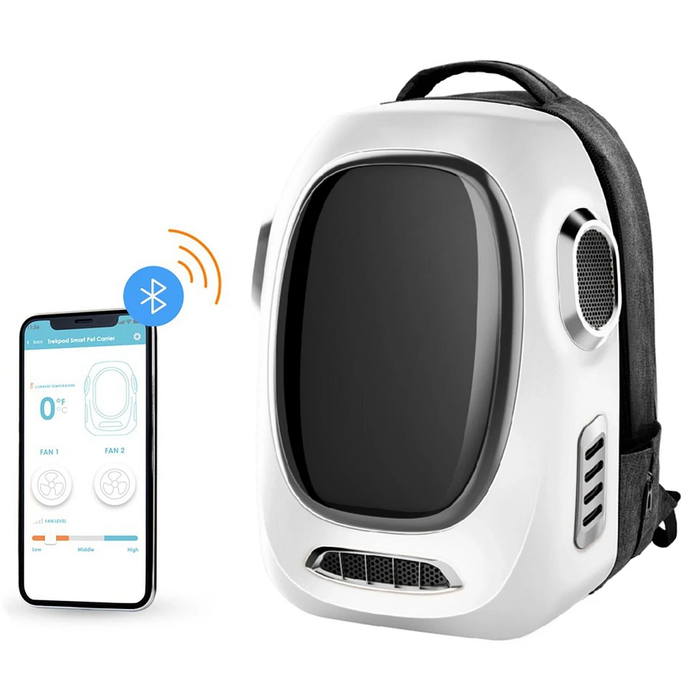 INSTACHEW Trekpod Smart Pet Carrier Backpack for Cats, Small Dogs and Puppies upto17 lbs, Hiking & Outdoor Use (White)