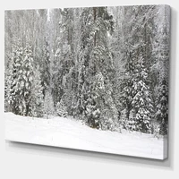 Designart Foggy Winter Forest Panorama Canvas Wall Art