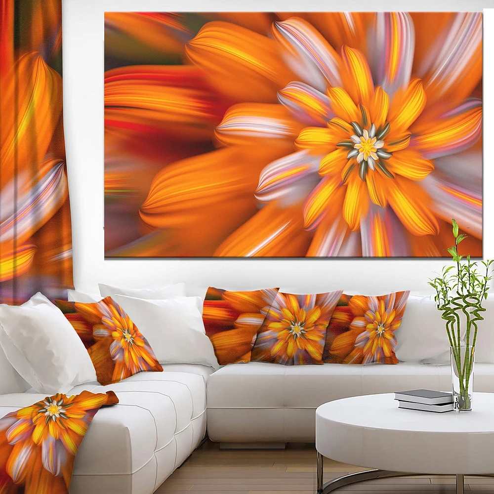 Designart Massive Orange Fractal Flower Canvas Wall Art