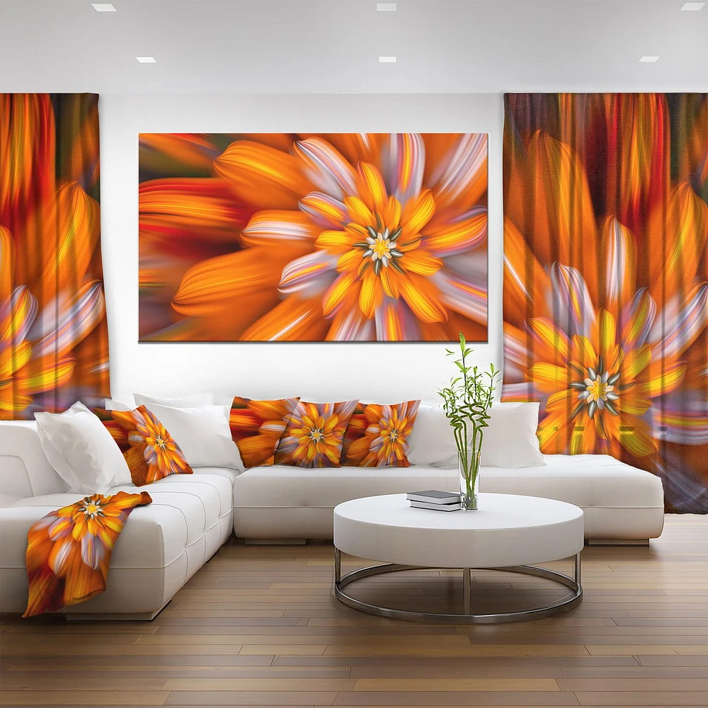 Designart Massive Orange Fractal Flower Canvas Wall Art