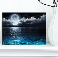 Designart Romantic Full Moon Over Sea Canvas Wall Art