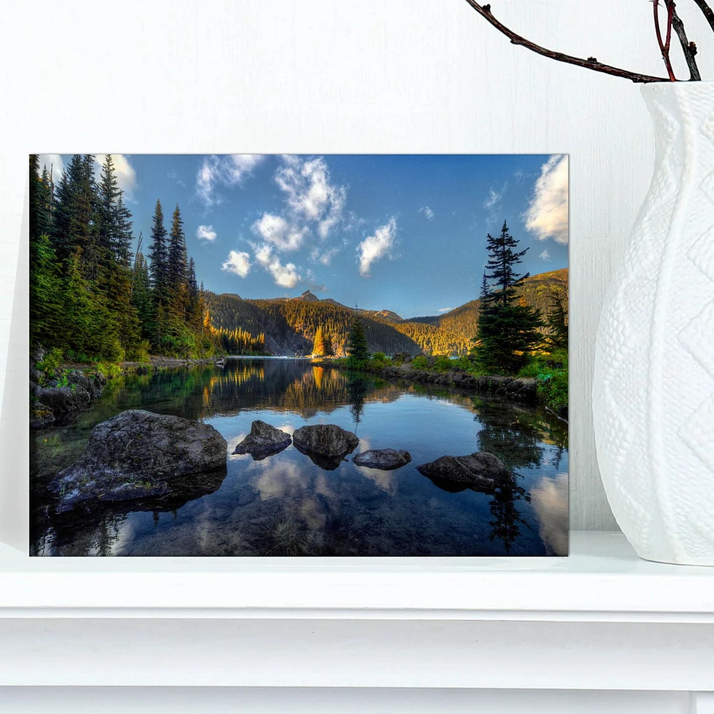 Designart Mountain Lake Surrounded by Trees Canvas Wall Art