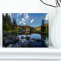 Designart Mountain Lake Surrounded by Trees Canvas Wall Art