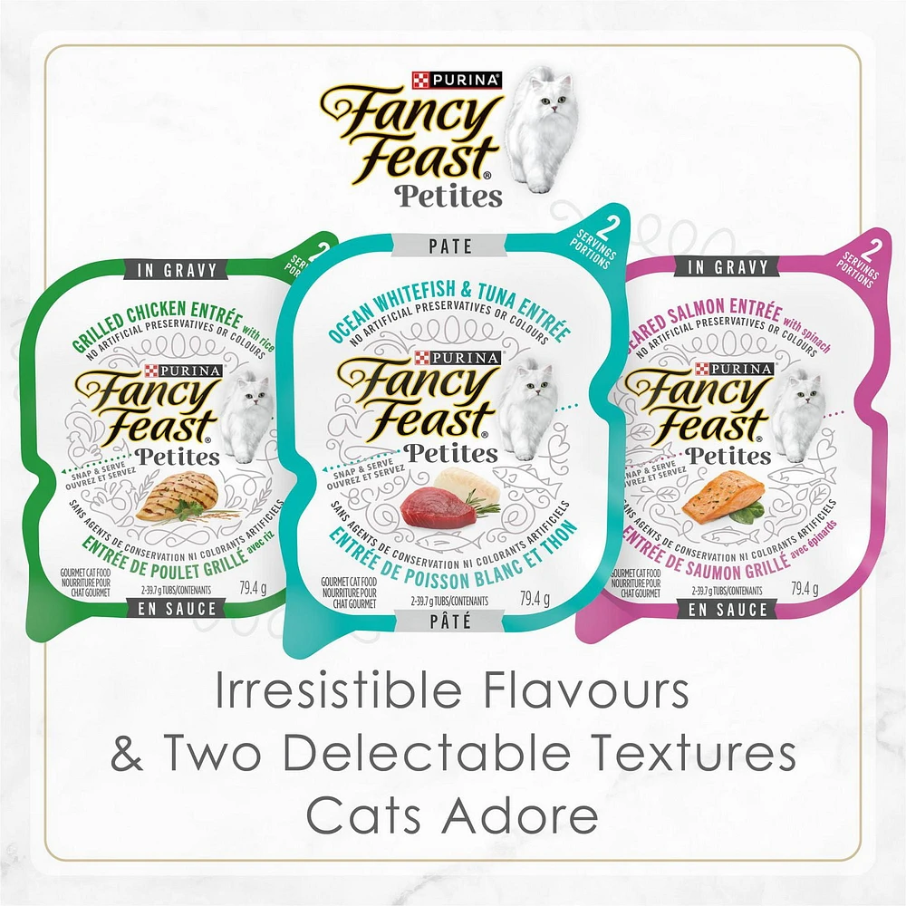 Fancy Feast Petites Ocean Whitefish Entrée with Tomato in Gravy, Wet Cat Food 79.4g, 79.4g