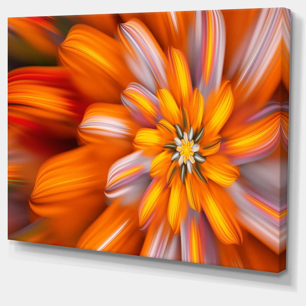 Designart Massive Orange Fractal Flower Canvas Wall Art