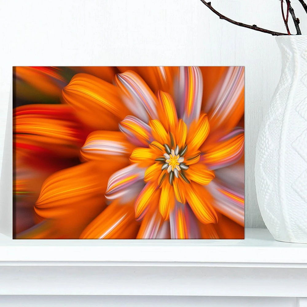 Designart Massive Orange Fractal Flower Canvas Wall Art