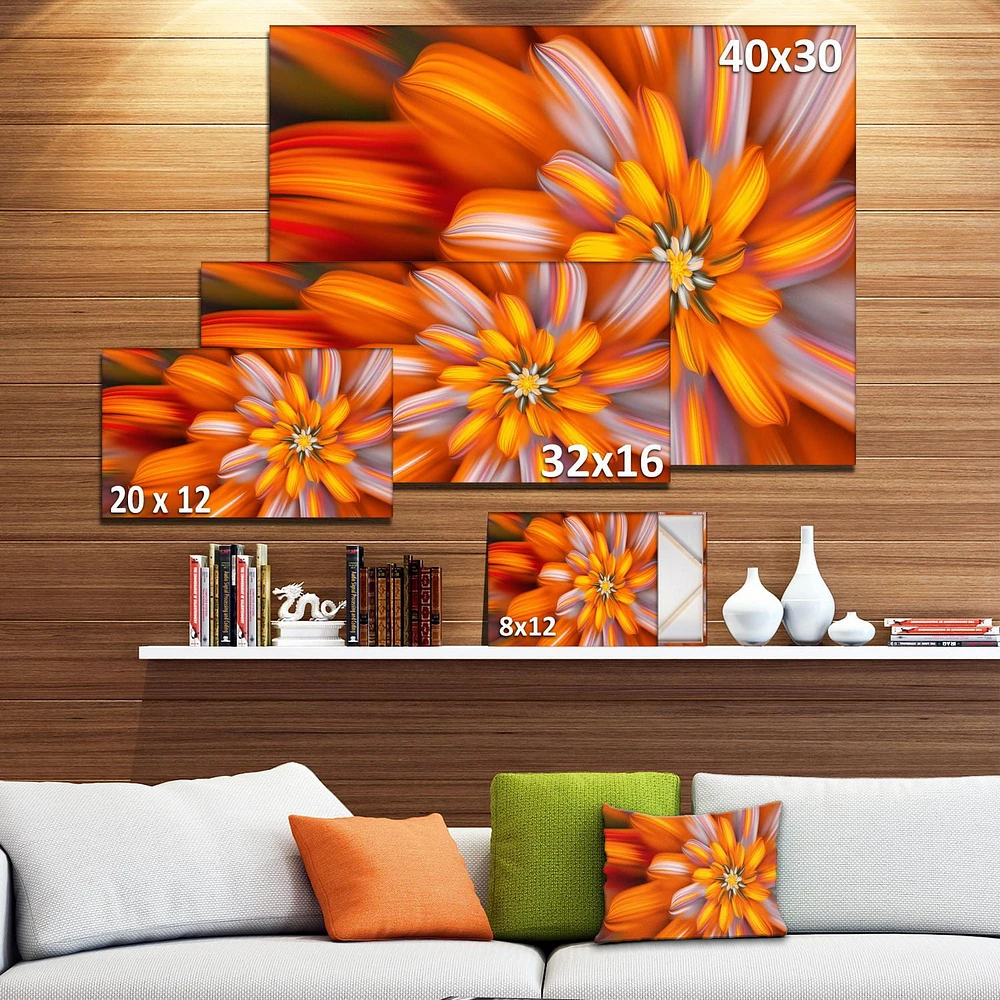 Designart Massive Orange Fractal Flower Canvas Wall Art