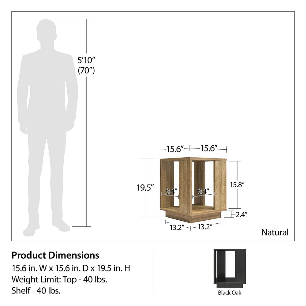 Ameriwood Home Knowle Contemporary Side Table, Natural