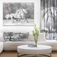 Designart Two White Horse Canvas Wall Art