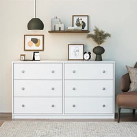 Ameriwood Home Ellwyn 6 Drawer Wide Dresser, White