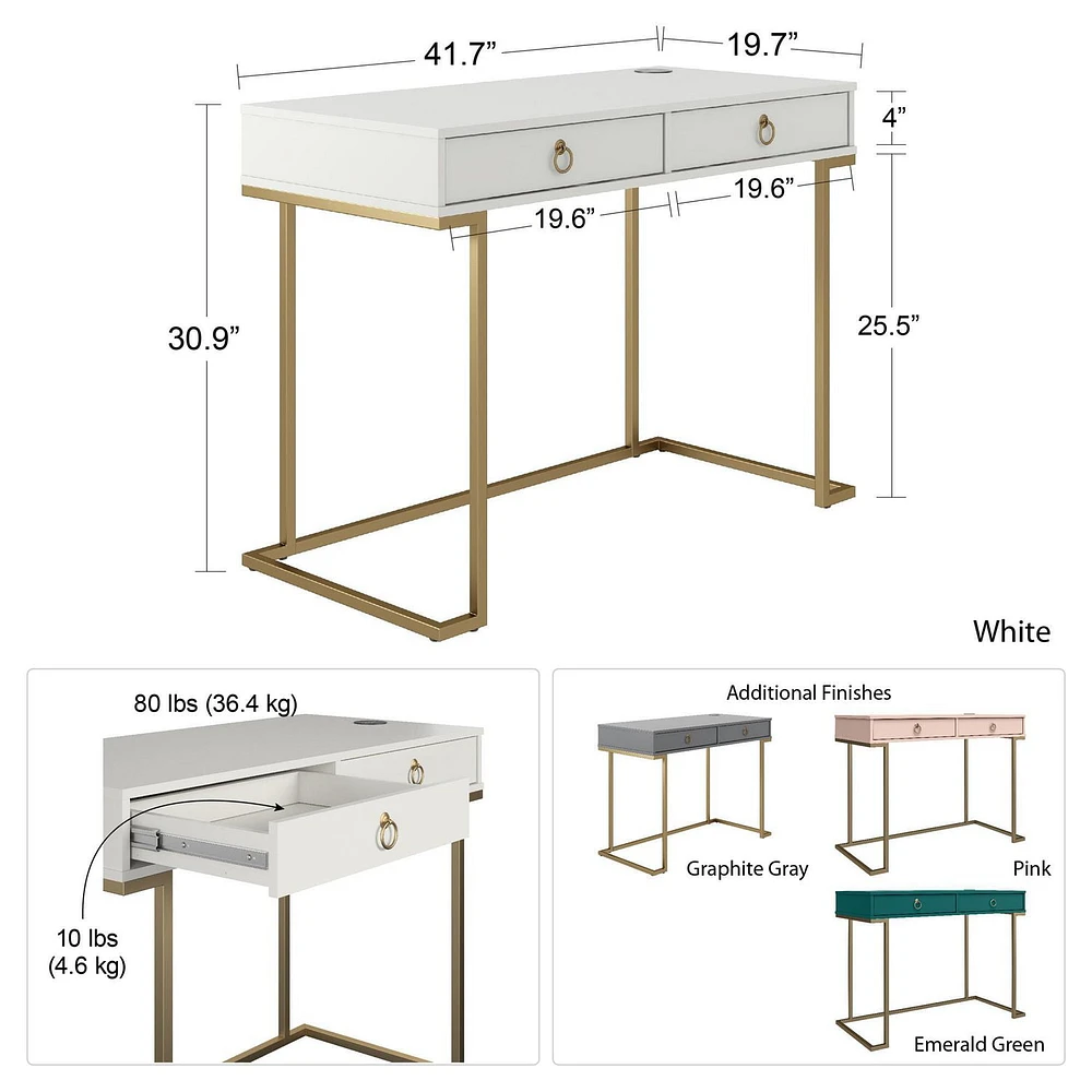 CosmoLiving by Cosmopolitan Camila Writing Desk, White