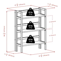 Torino 3-PC Set Folding Bookcase w/ Fabric Basket