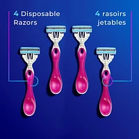 Hydro Silk 3 Blade Disposables Razors, Pack of 4, Razors