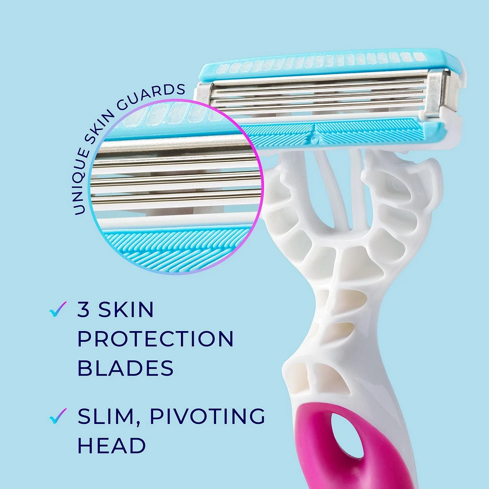 Hydro Silk 3 Blade Disposables Razors, Pack of 4, Razors
