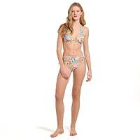 Summer Flirtt Maillot de bain bikini taille haute à imprimé floral pour femme, avec attaches latérales