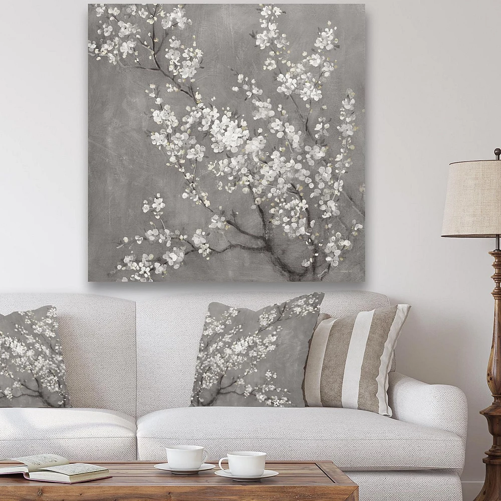 Designart White Cherry Blossoms II Canvas Wall Art