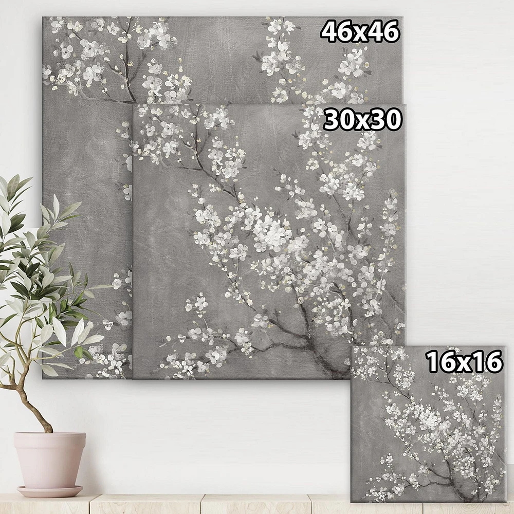 Designart White Cherry Blossoms II Canvas Wall Art