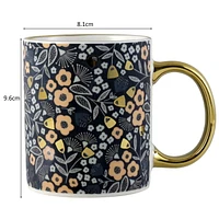 Mainstays Grey Decal with Golden handle 11.5OZ MUG, Decal with porcelain