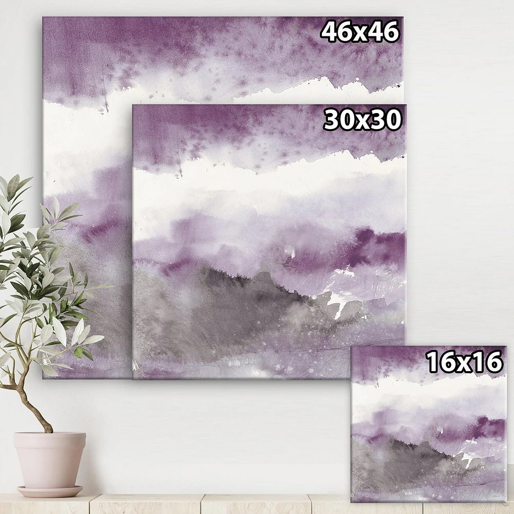 Designart Midnight at the Lake III Amethyst and Grey Canvas Wall Art