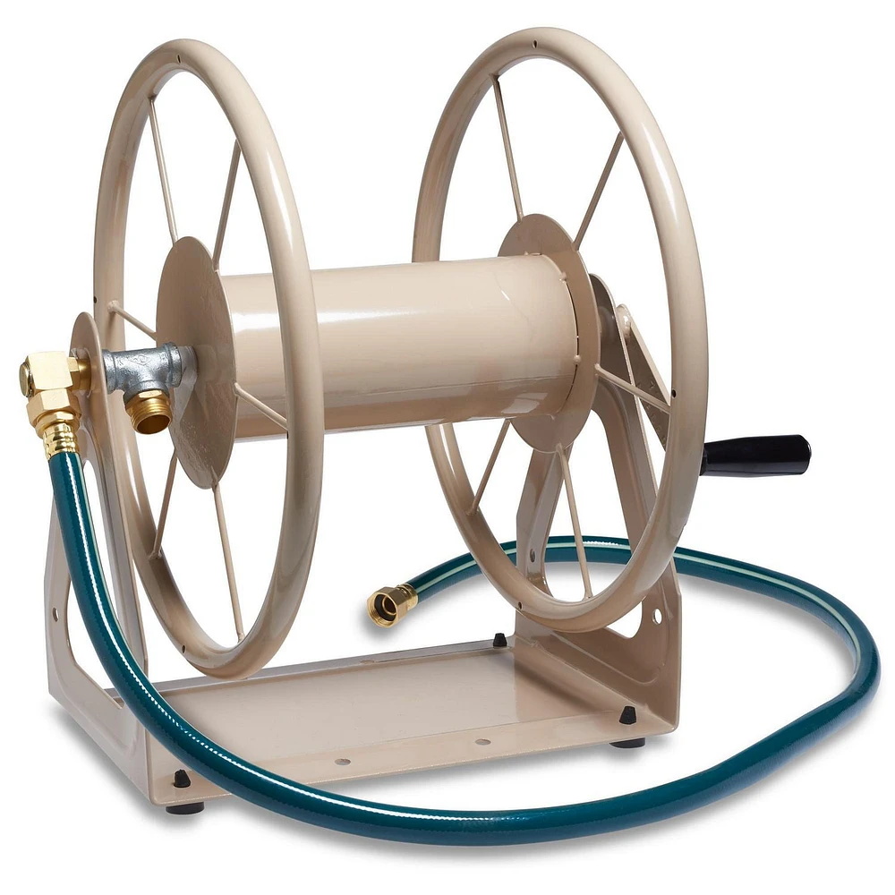 Liberty Garden 703 Multi-Purpose Steel Mounted Garden Hose Reel - Tan