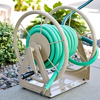 Liberty Garden 703 Multi-Purpose Steel Mounted Garden Hose Reel - Tan