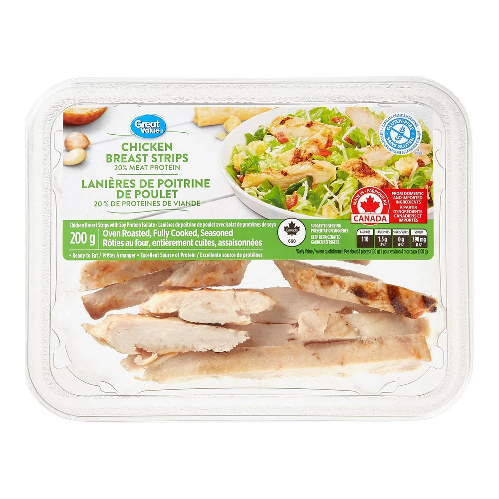 Great Value Chicken Breast Strips, 200 g