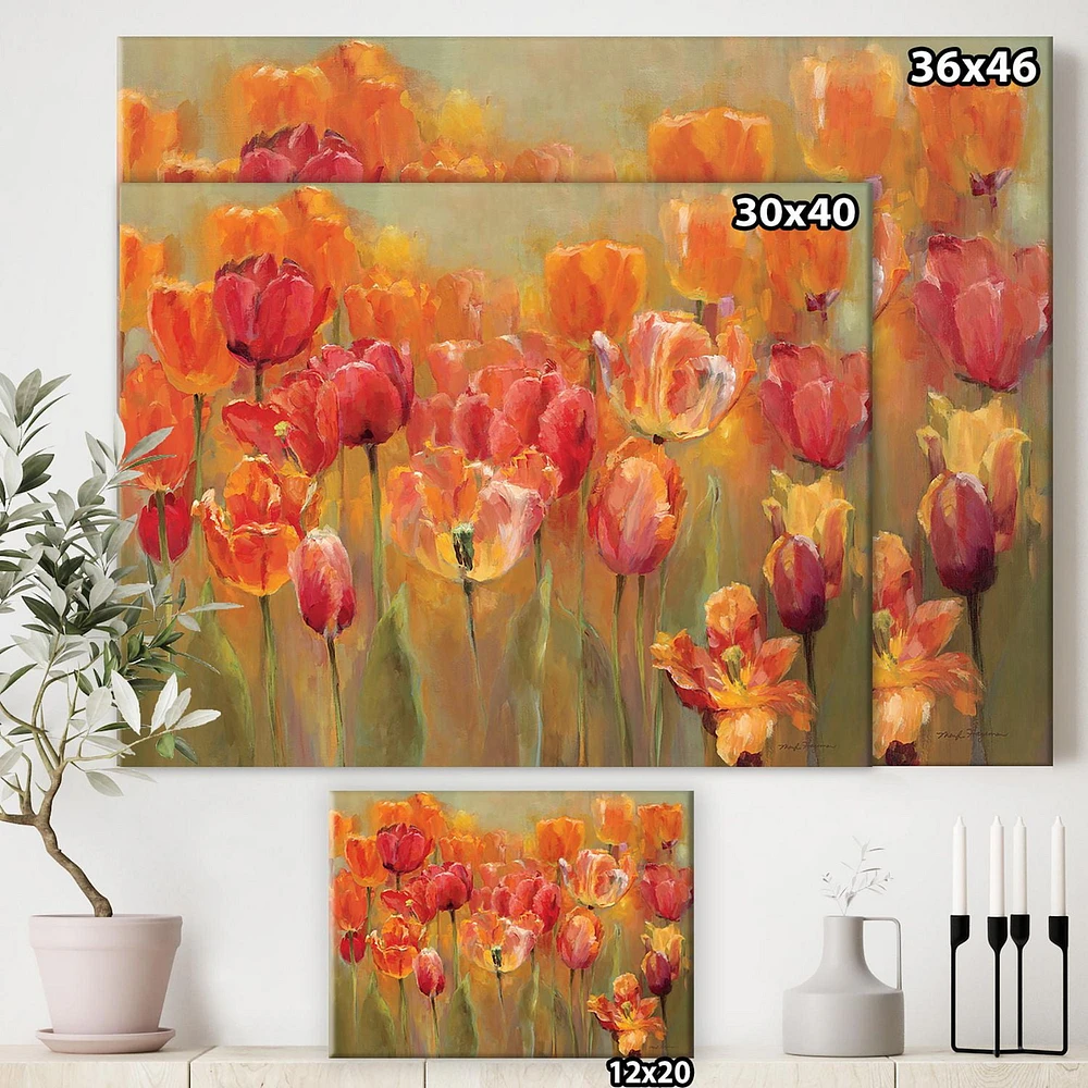 Designart Red Tulips Canvas Wall Art