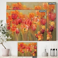 Designart Red Tulips Canvas Wall Art