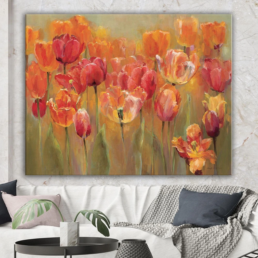 Designart Red Tulips Canvas Wall Art