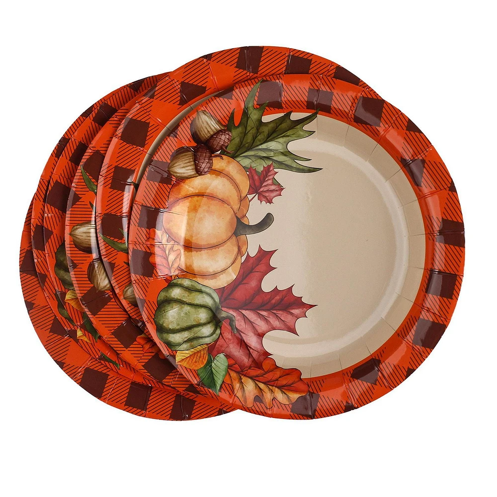 Way to Celebrate! Thanksgiving 7in Fall Leaf Round Paper Dessert Plates, 12ct