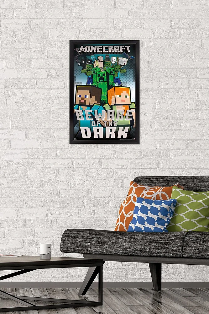 Minecraft - Beware Of The Dark Wall Poster with Magnetic Frame, 22.375" x 34"