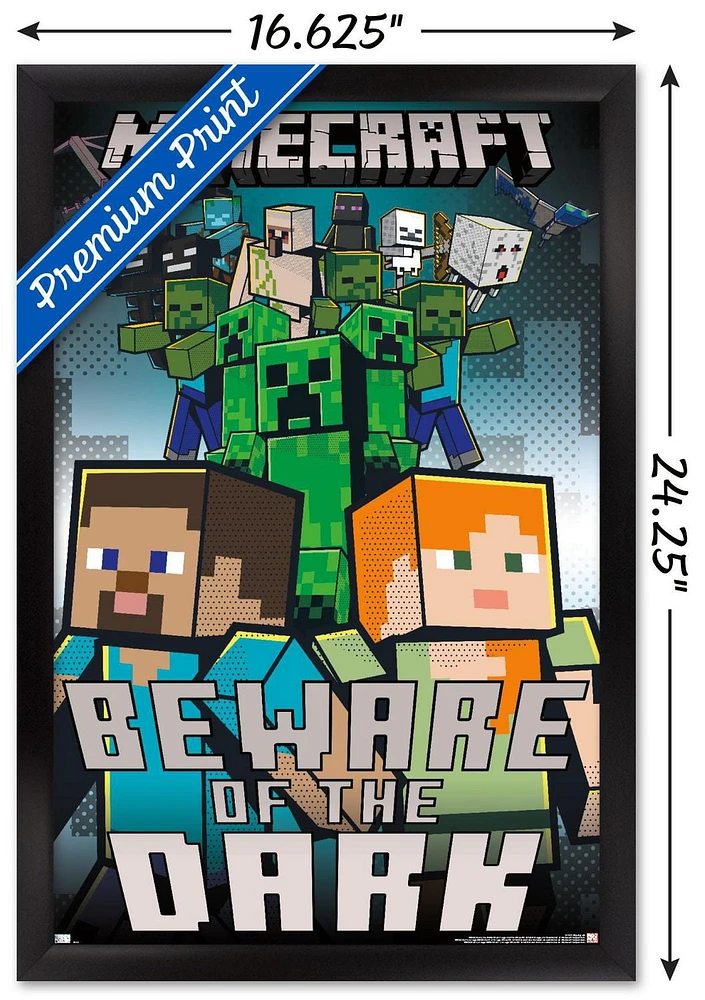 Minecraft - Beware Of The Dark Wall Poster with Magnetic Frame, 22.375" x 34"