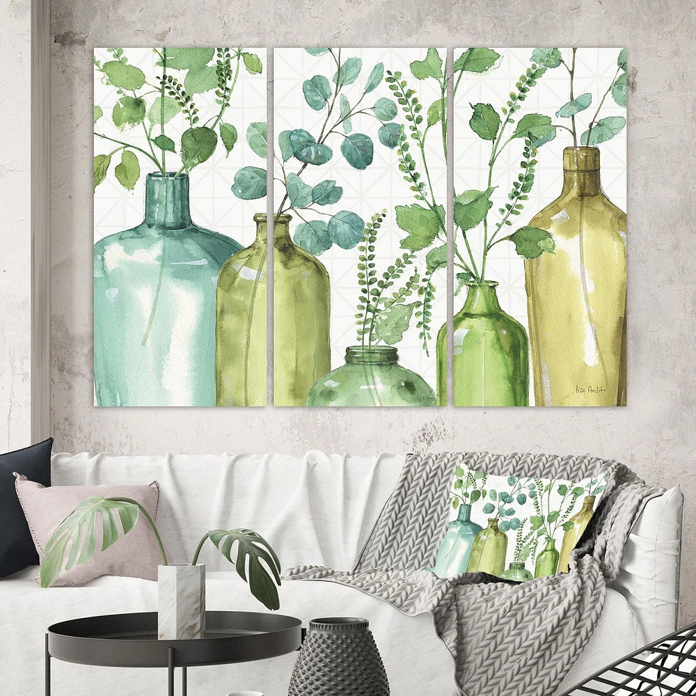 Designart Mixed Botanical Green Leaves I0 Canvas Wall Art