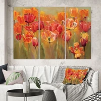 Designart Red Tulips Canvas Wall Art