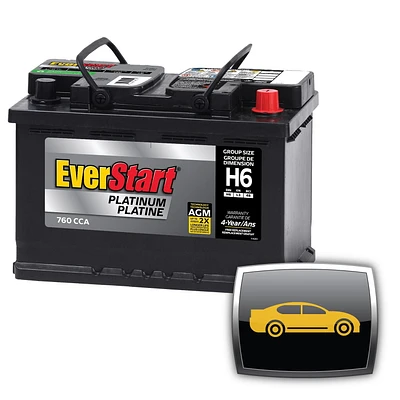 EverStart AUTO PREM MAXX AGM-H6, 12 Volt, Car Battery, Group Size AGM 48/H6, 760 CCA, Group Size 48/H6 AGM ,760 CCA