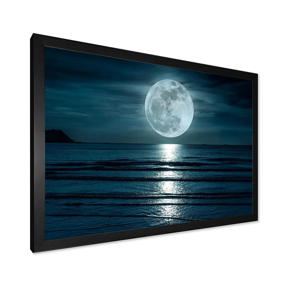 Designart Super Moon Over The Sea I Framed Wall Art