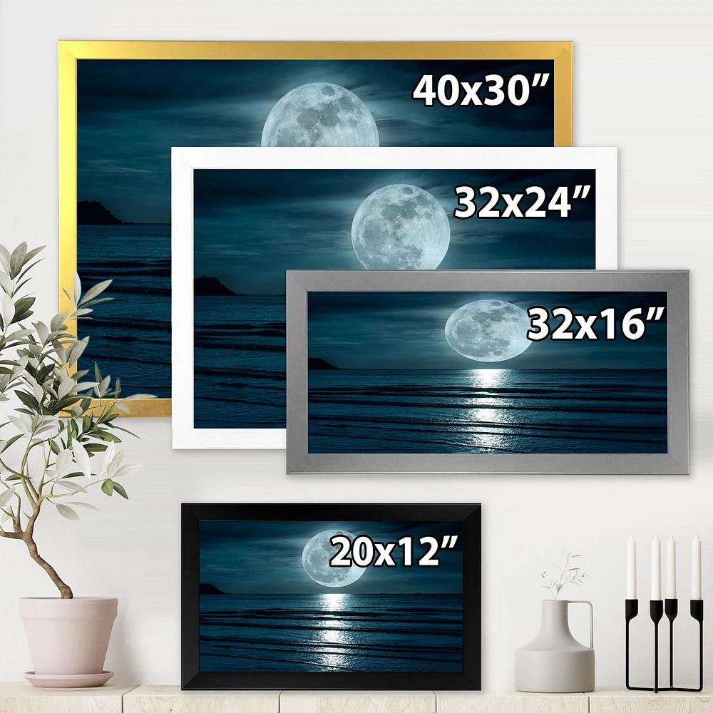 Designart Super Moon Over The Sea I Framed Wall Art