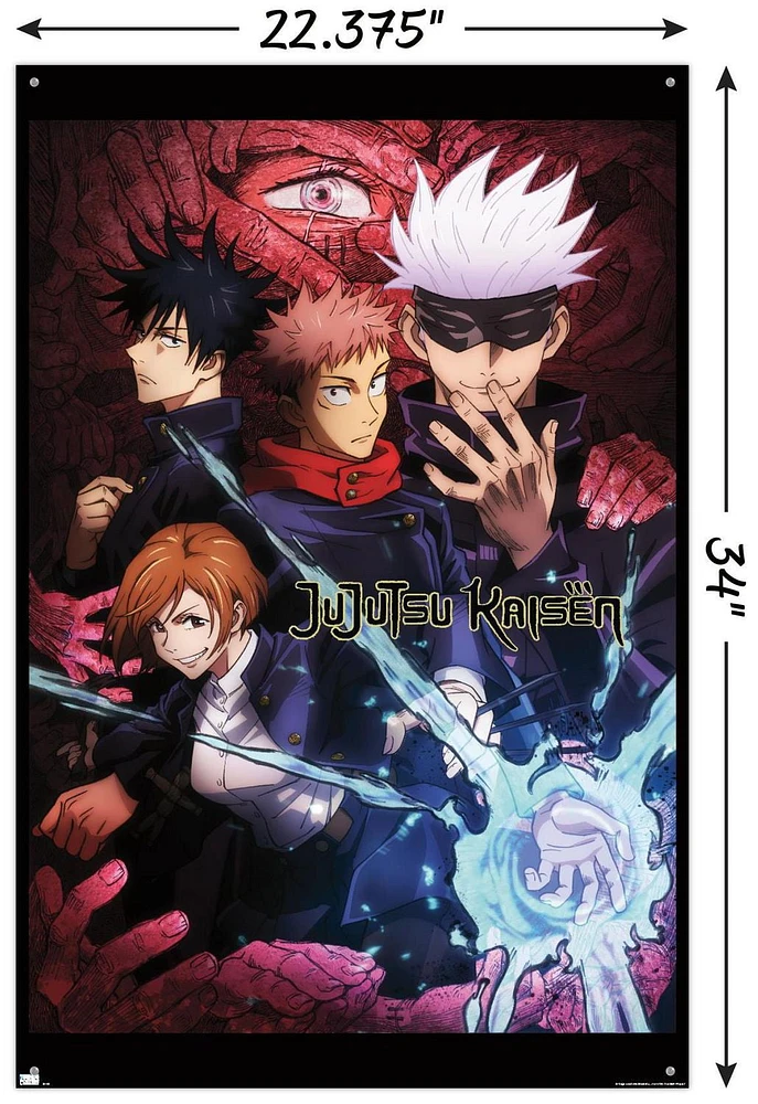 Jujutsu Kaisen - One Sheet English Wall Poster with Push Pins, 22.375" x 34"