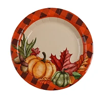 Way to Celebrate! Thanksgiving 7in Fall Leaf Round Paper Dessert Plates, 12ct