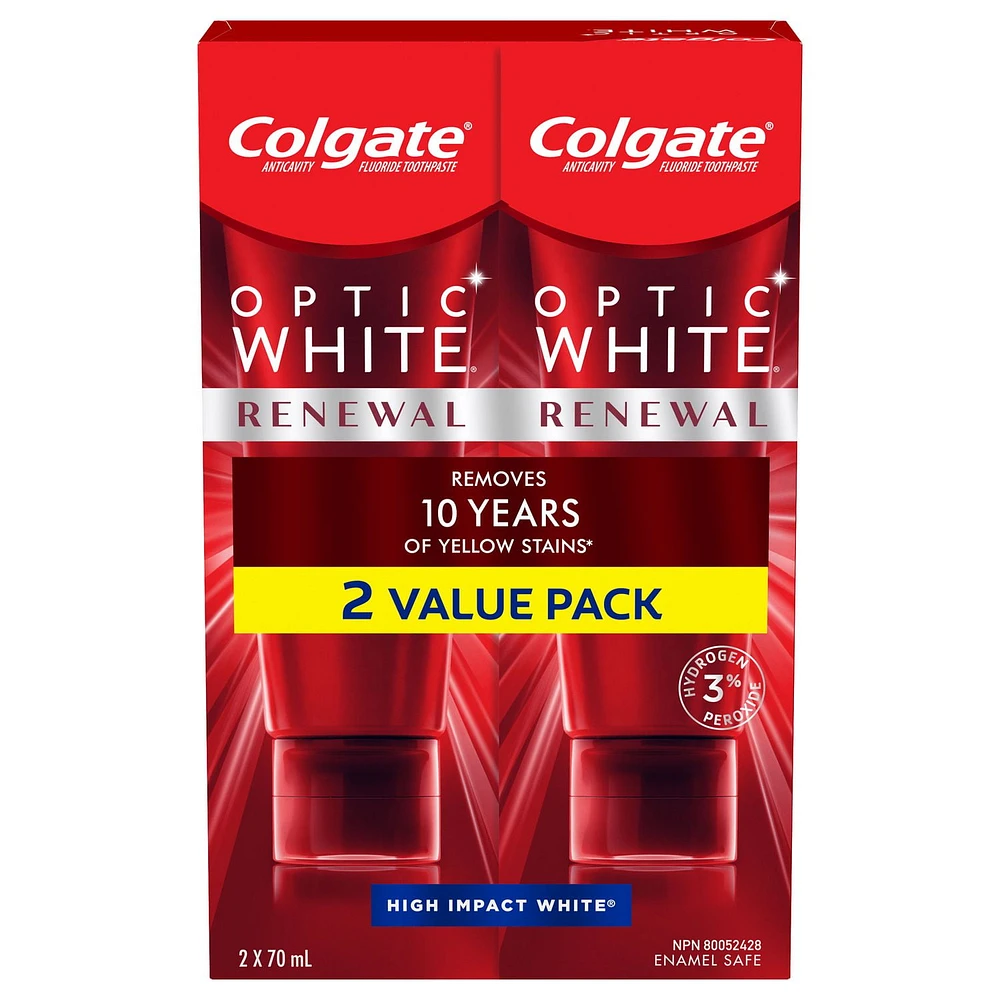 Colgate Optic White Renewal, High Impact White, 2 Pack