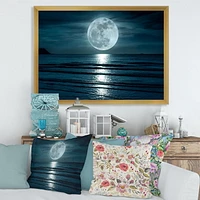 Designart Super Moon Over The Sea I Framed Wall Art