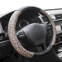 AUTO DRIVE Brown Leopard Steering Wheel Cover