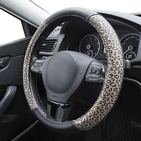 AUTO DRIVE Brown Leopard Steering Wheel Cover