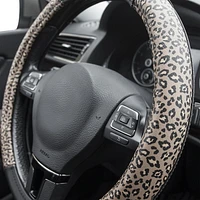 AUTO DRIVE Brown Leopard Steering Wheel Cover