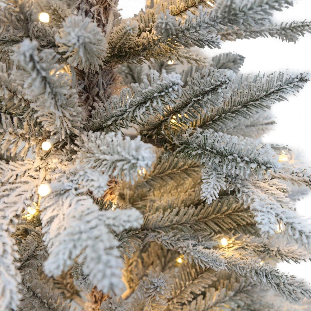 Holiday Time Set of 2 Flocked Snowy Christmas Trees