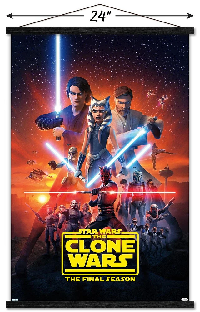 Star Wars: The Clone Wars - Season 7 Key Art Wall Poster with Push Pins, 14.725" x 22.375"