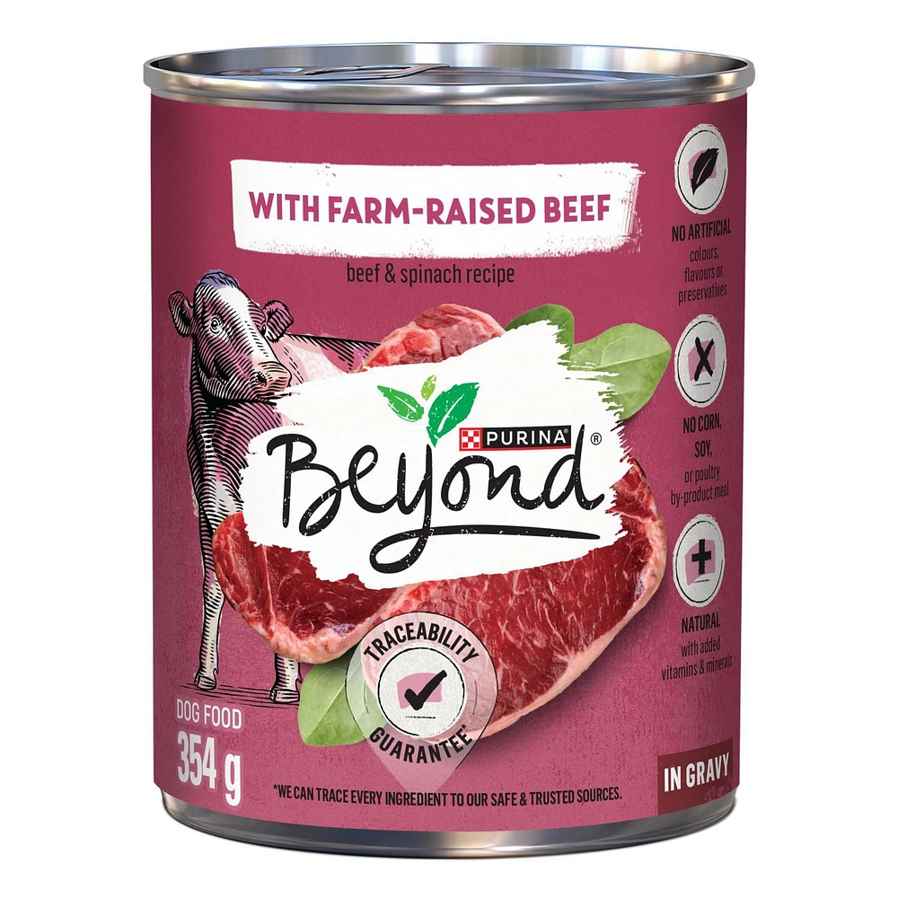 Beyond Recette de Boeuf Élevé dans une Ferme et d'Épinards, Nourriture Humide pour Chiens 354 g 7"x13"