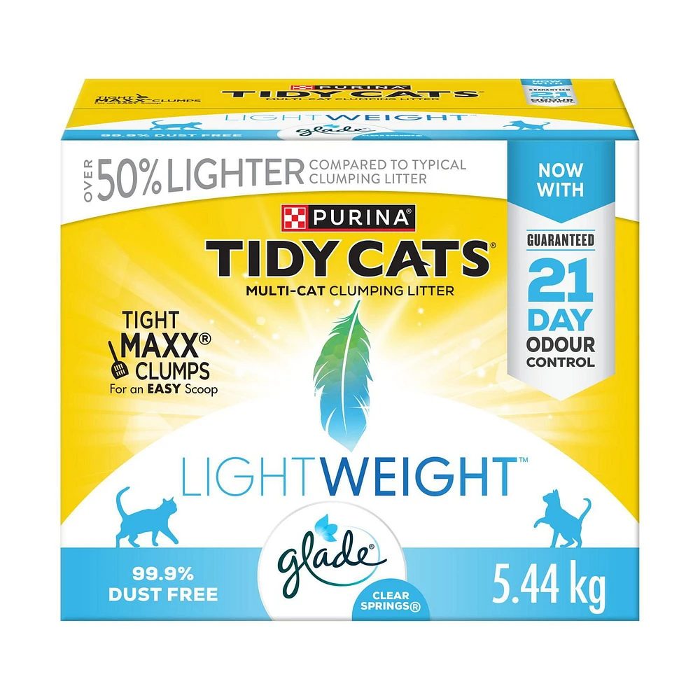 Tidy Cats Poids Plume avec Glade Source Pure Multichat, Litière Agglomérante pour Chats 5,44 kg 5,44 kg