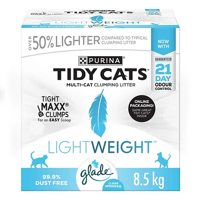 Tidy Cats Poids Plume Multi-chats avec le parfum Clear Springs, Litière pour Chats 8.5 kg