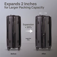 5 Piece Hardside Luggage Set: 28 Inch Spinner Suitcase, 24 Inch Rolling Luggage, 20" Carry-On Suitcase, Toiletry Kit & Expandable Tote Bag